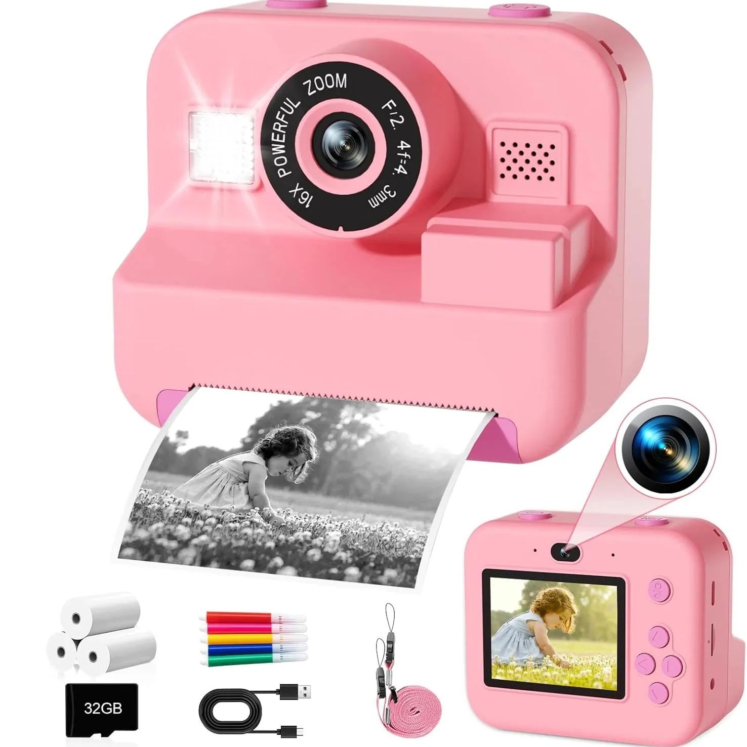 newInstant Print Camera With 3 - đánh giá và giá Kids Toys Top View