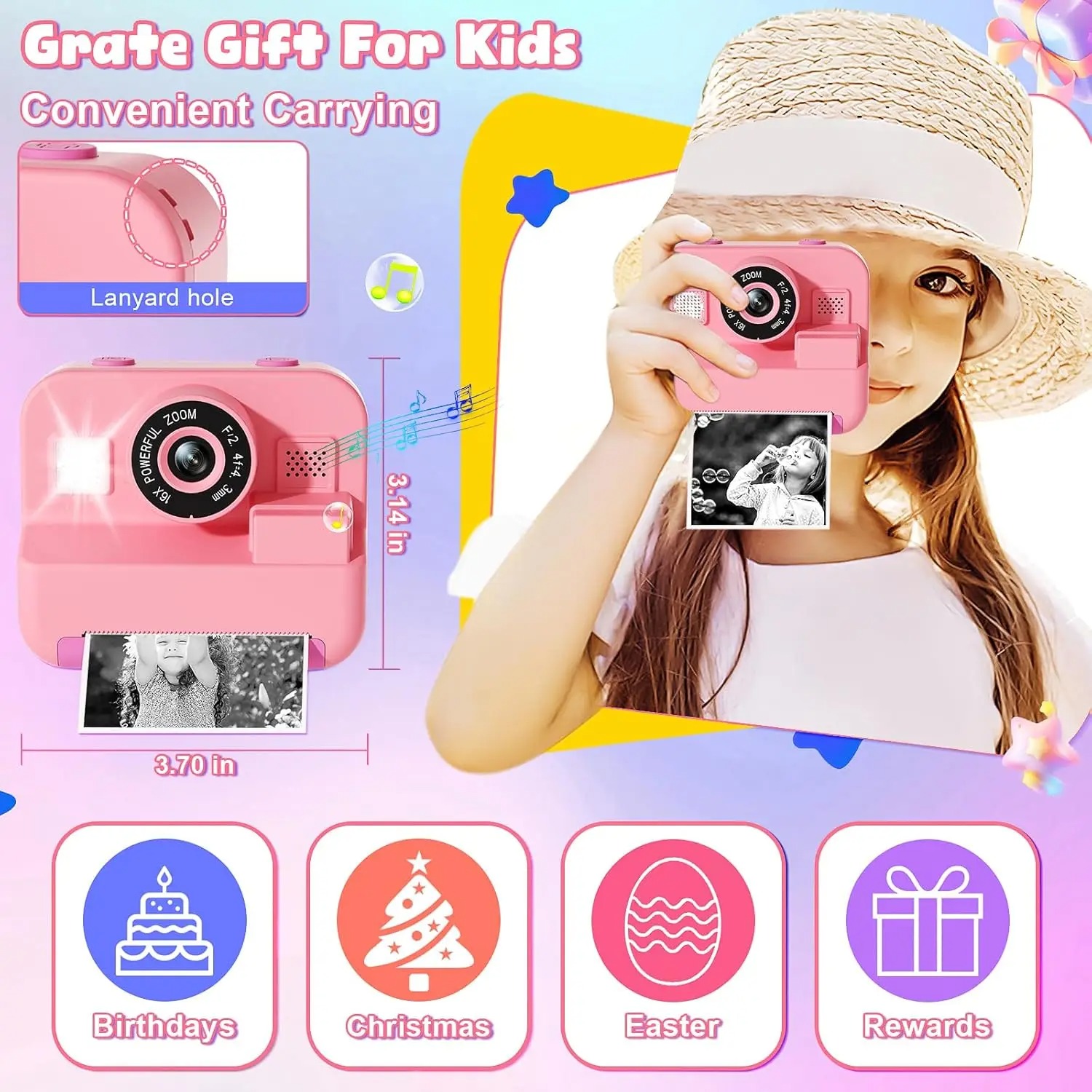 newInstant Print Camera With 3 - đánh giá và giá Kids Toys Top View