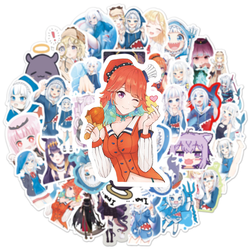 50PCS Gawr Gura Stickers Shark - đánh giá và giá Kids Toys Cartoon Images